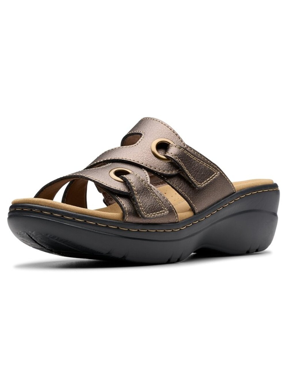 Clarks Merliah 2 Cove Wedge Sandals SZ 10.5 Wide ~ Bronze Metallic ~ New in Box